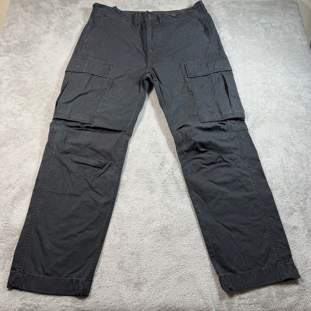 RRL Military Cargo Pants Mens 36x32 Dark Charcoal Grey Regiment Cotton Utility